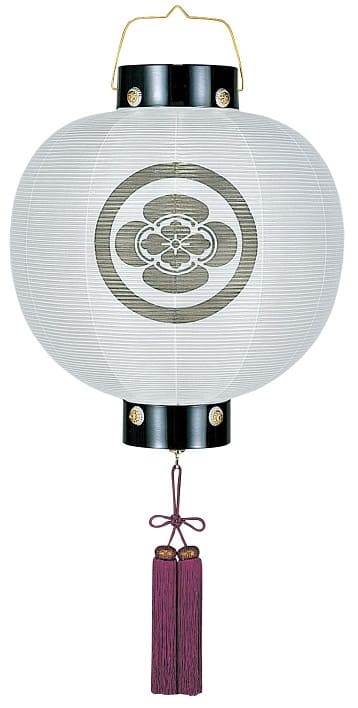 盆提灯 門提灯 丸 絹無地 14号 尺四丸 電池式LED(8324-GJ-004AC)