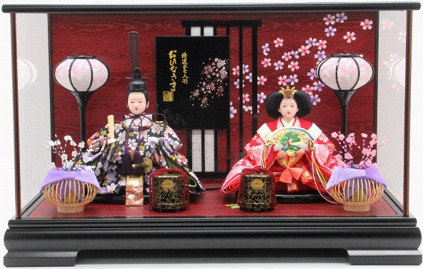 ひな人形 親王飾りケース入 三五2人 四角 黒塗り（S3342）