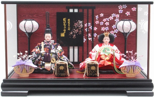 ひな人形 親王飾りケース入 三五2人 四角 黒塗り（S3342A）