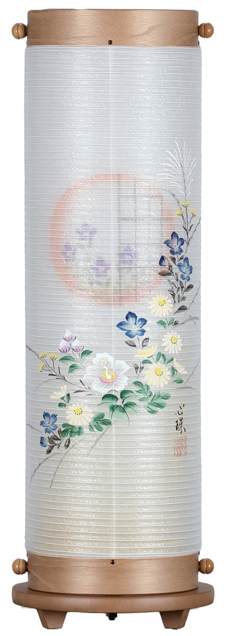 盆提灯 創作提灯 ともしび 円窓 絹二重（63317J）
