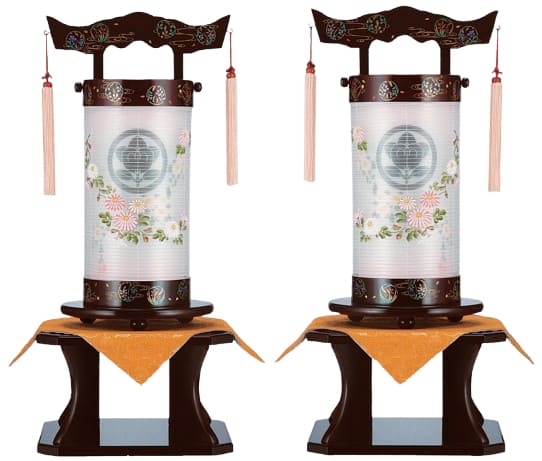 盆提灯 創作提灯 法明燈 本金花丸蒔絵 都忘れ 絹二重対柄 50号(D7575WS)