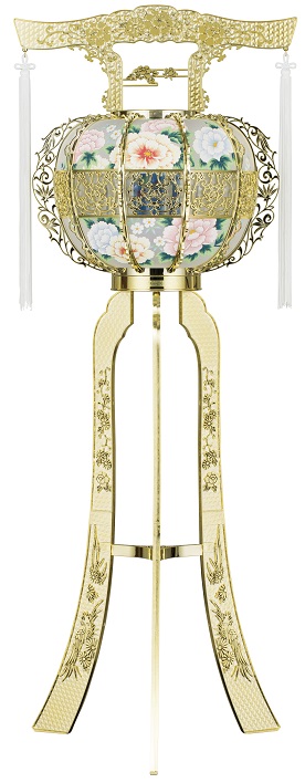 盆提灯 霊前灯 回転灯 張 27号 ゴールド（6412） - 伽楠（かなん）