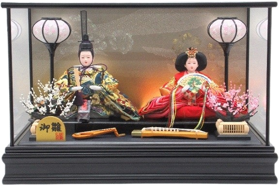 ひな人形 親王飾りケース入 三五2人 四角 黒塗り（S3325）