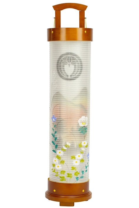 盆提灯 創作提灯 愁霊燈 黄昏6号 絹二重絵（8730-06-363AY