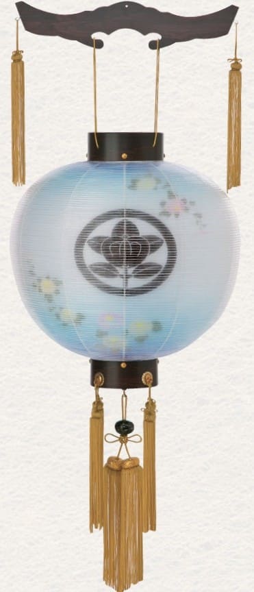 盆提灯 御殿丸 桜調 涼菊 特三丸 絹二重 電池式LED(G8323L)