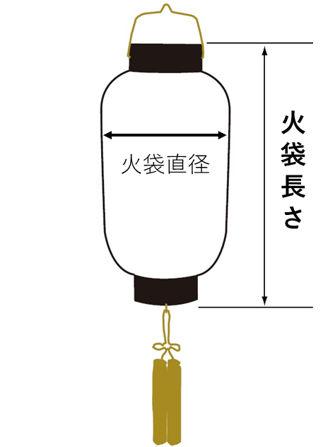 神道用 門提灯　長型のサイズ