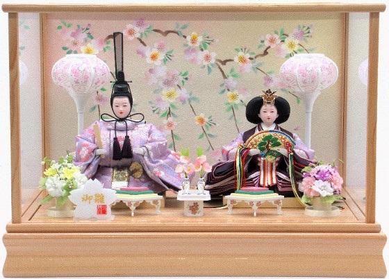 ひな人形 親王飾りケース入 小三五2人 四角 白木（S3341）