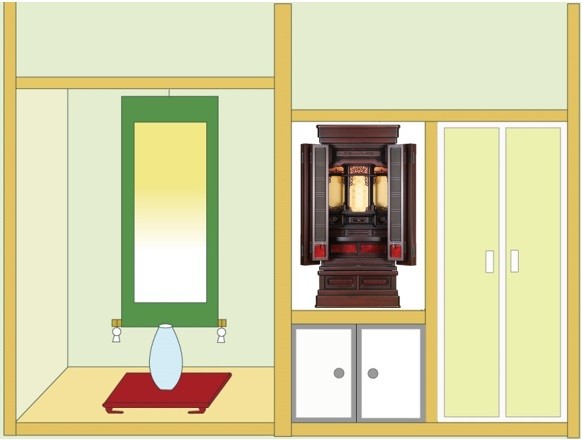 お仏壇「鷹山 筬」43-18を地袋付仏間に設置
