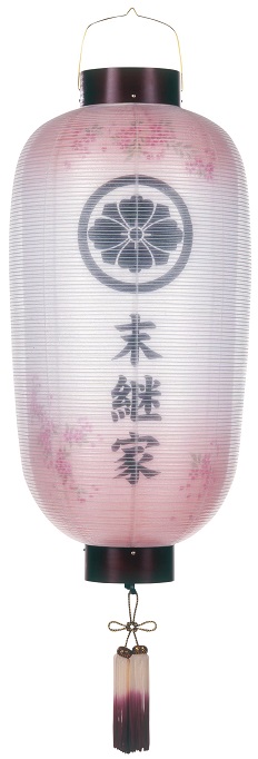 盆提灯 門提灯 長 絹二重 桜 尺四長 電池式LED（6132-3）