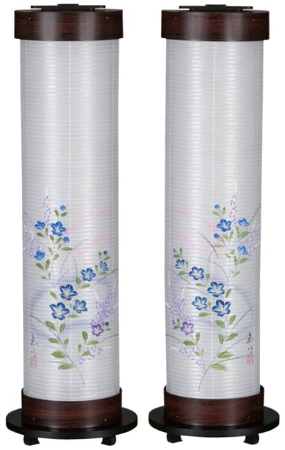 盆提灯 創作提灯 伸縮提灯 扇面桔梗 桜調 絹二重対柄（F8774W）