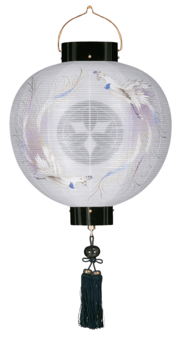 盆提灯 門提灯 丸 絹二重 舞飛鳳 尺三丸 13号 電池式LED(K4316L)