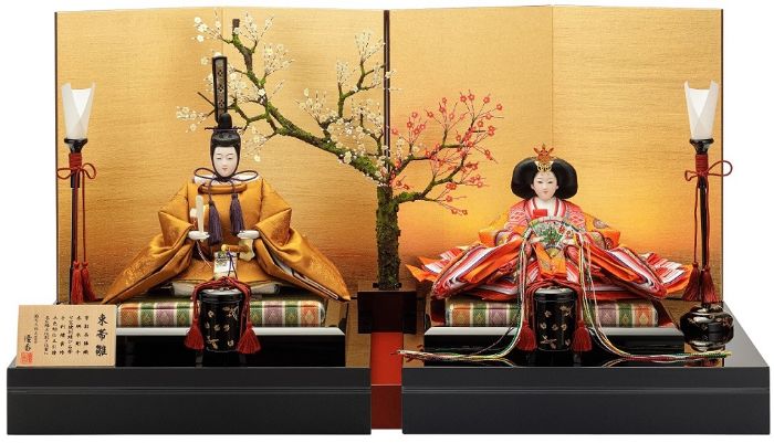 雛人形　親王飾り　黄櫨染 雛人形 親王飾り うるはし雛 小三五親王 黄櫨染 横幅60cm