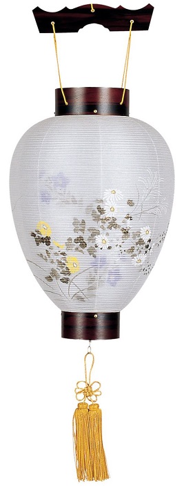 盆提灯 壺型 御所 黒檀 絹二重 美濃菊 電池式LED（3124-L）