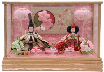 ひな人形 親王飾りケース入 小芥子2人 四角 白木（S3290） - 伽
