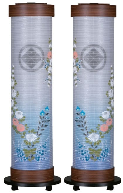 盆提灯 創作提灯 伸縮提灯 萩に菊 欅調 絹二重対柄（FT761W）