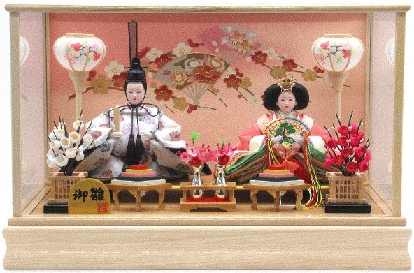 ひな人形 親王飾りケース入 三五2人 金駒 四角 白木（S3366） - 伽楠
