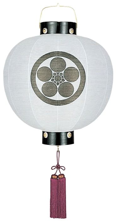 盆提灯 門提灯 丸 ビニロン無地 15号 尺五丸 電池式LED（8324-GJ-015AC）