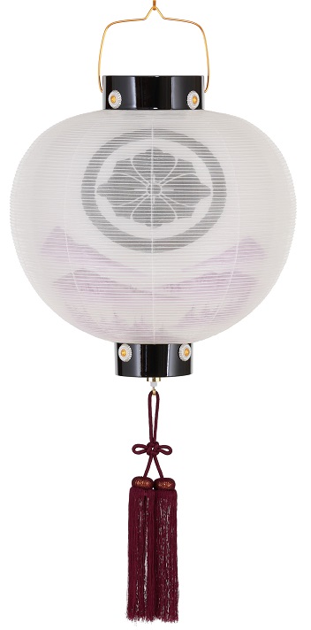 盆提灯 門提灯 丸 絹二重 13号 尺三丸 電気コード式（8324-GJ-023L）