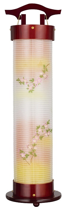 盆提灯 創作提灯 みずき 桜調 6番 絹二重絵（A5061） - 伽楠（か
