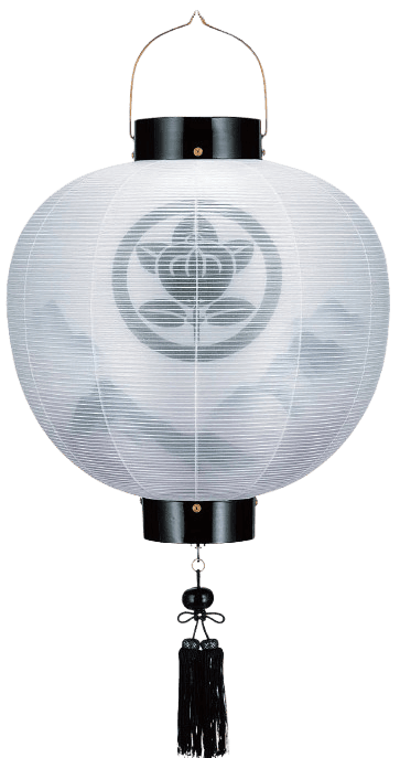 盆提灯 門提灯 丸 絹二重 山水 尺五丸 15号 電池式LED（K4548L）