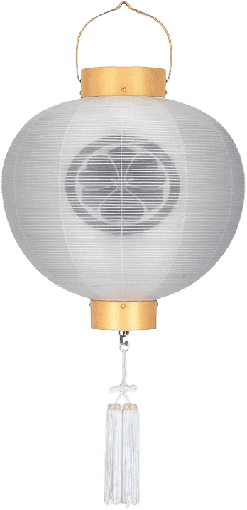 盆提灯 門提灯 丸 白木 絹二重無地 尺三丸 13号 電池式LED（KM302L）
