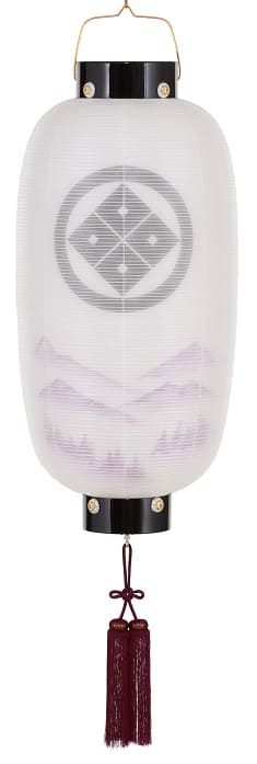 盆提灯 門提灯 長 絹二重 小 電池式LED(8324-GJ-090AC)