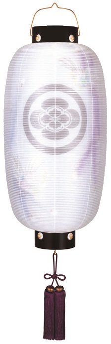 盆提灯 門提灯 長 絹二重 中 電池式LED（8324-02-013AC）