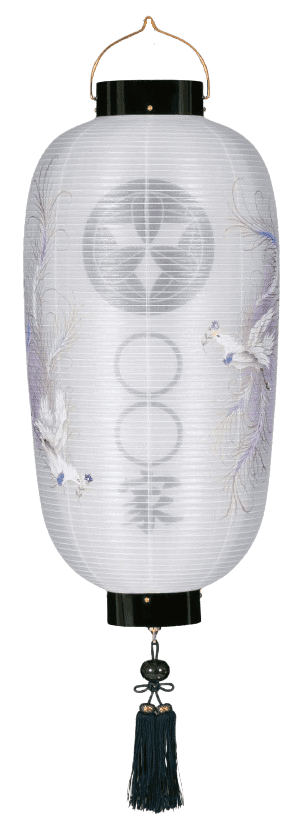 盆提灯 門提灯 長 絹二重 舞飛鳳 尺六長 電池式LED（K4616L）