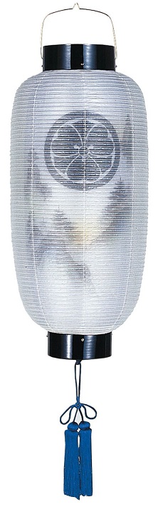 盆提灯 門提灯 長 絹二重 山水 蓮水 電気コード式（6130-3）