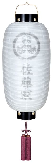 盆提灯 門提灯 長 絹二重無地 中 電池式LED(8324-GJ-081AC)