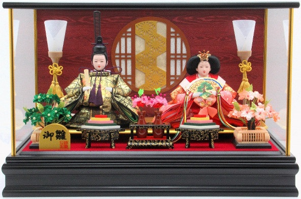 ひな人形 親王飾りケース入 三五2人 四角 黒塗り（S3344）