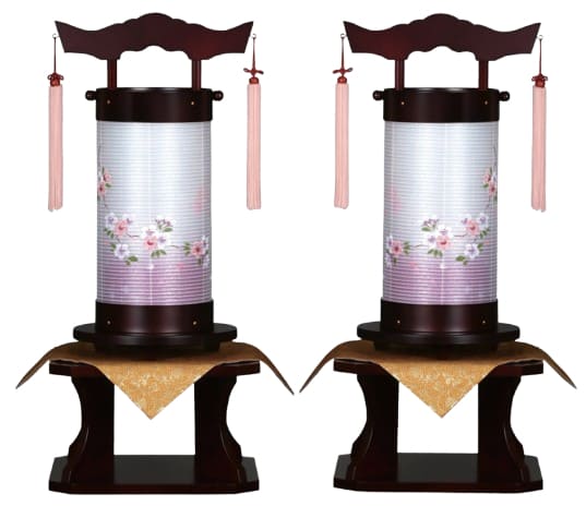 盆提灯 創作提灯 法明燈 桜 枝垂れ桜 絹二重対柄 50号(D2572WS)