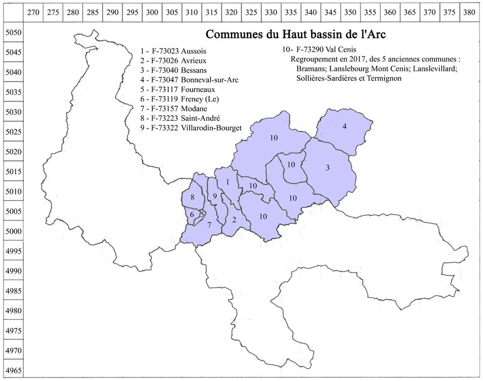 Communes de Maurienne du haut bassin de l'Arc