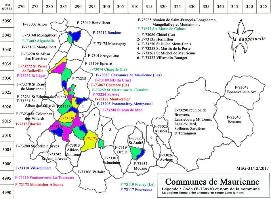 Communes de Maurienne et code Insee