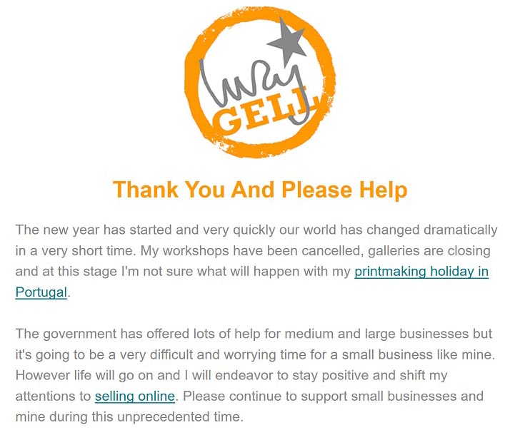 covid 19 newsletter mailing art marketing online
