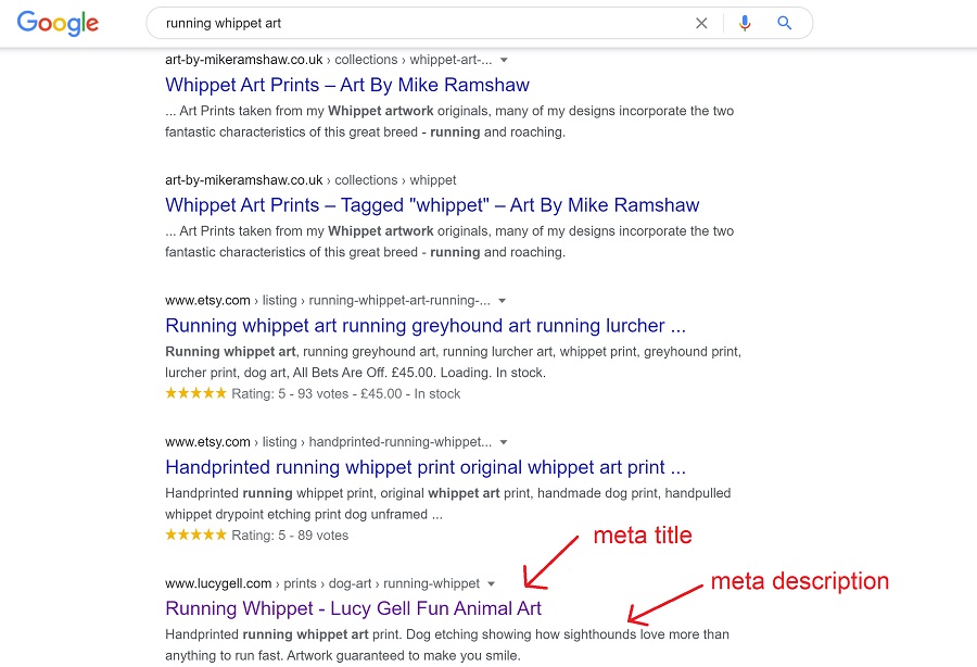 seo meta title description search engine optimisation art craft photography
