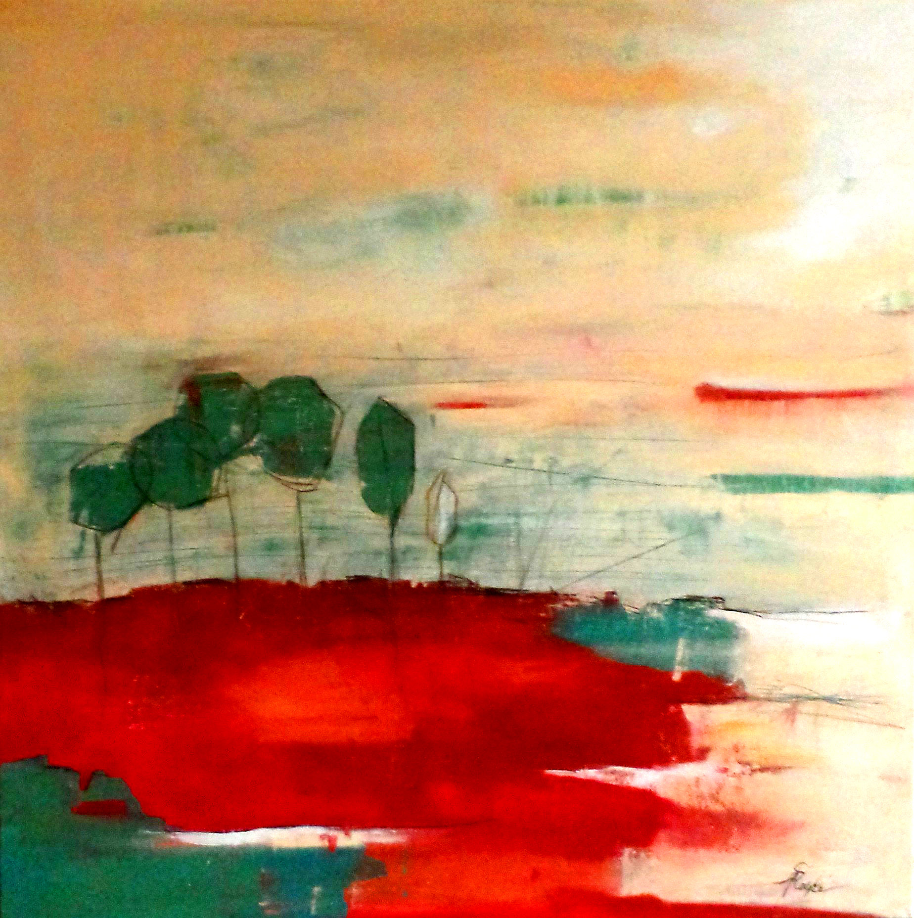 "Pappeln am See" - 80x80 cm