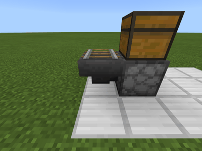 マインクラフト 統合版 たき火に食材回収装置を付けて魚を焼く ひんやりしたい