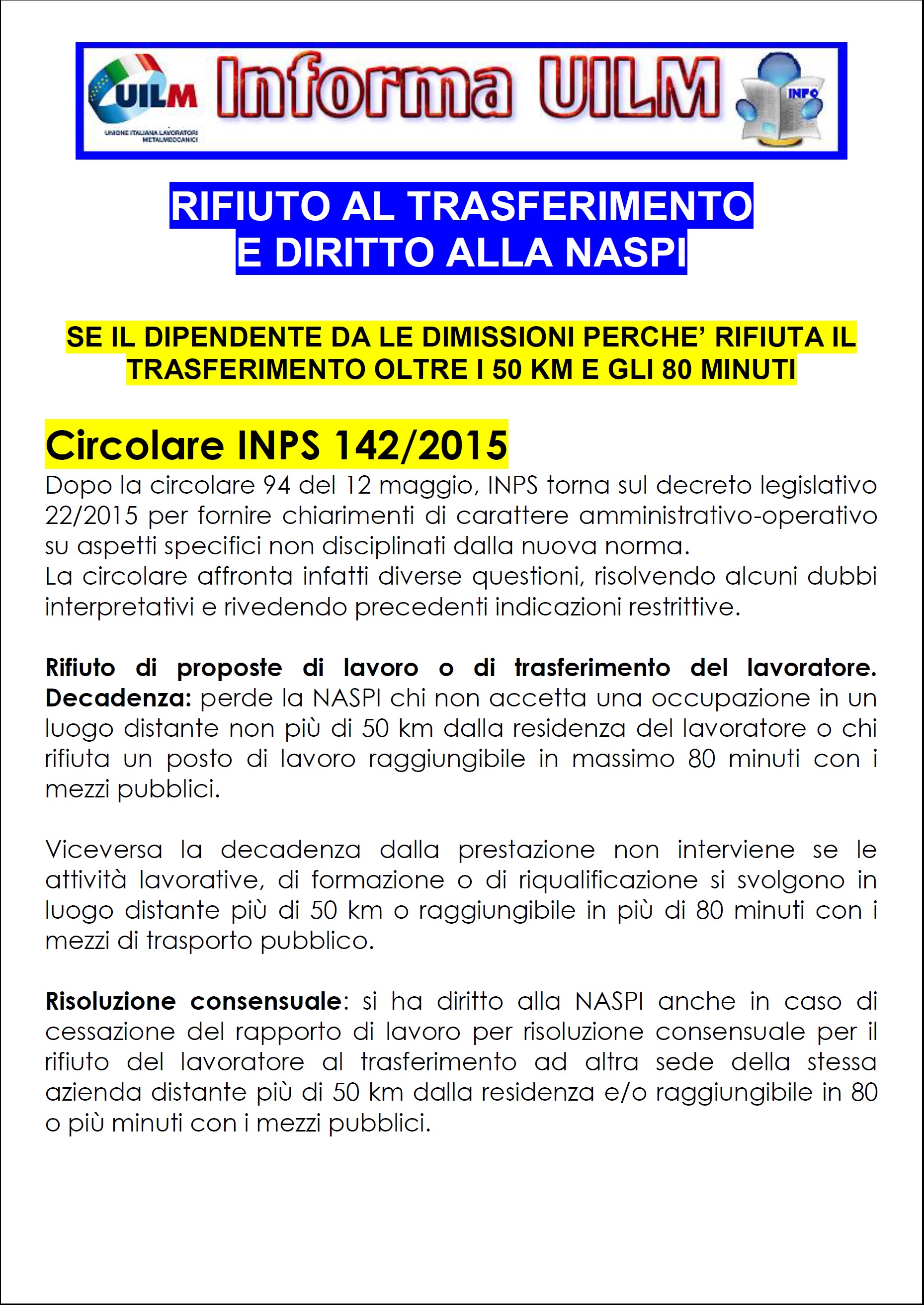 rifiuto al trasferimento in altra sede, IL TRASFERIMENTO DEL ...