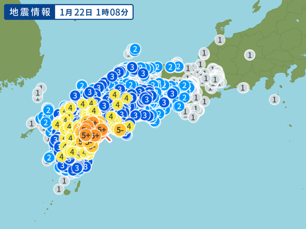 高知も少し揺れました・・。