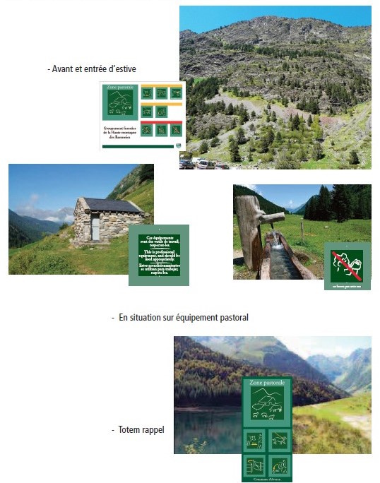 Panneau signalétique zone pastorale estive Hautes-Pyrénées pastoralisme
