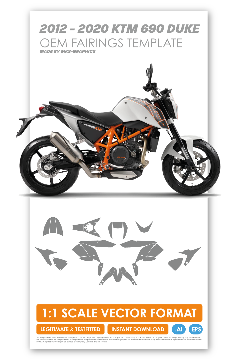 KTM 690 DUKE 2012 TO 2020 TEMPLATE Legit verified testfitted