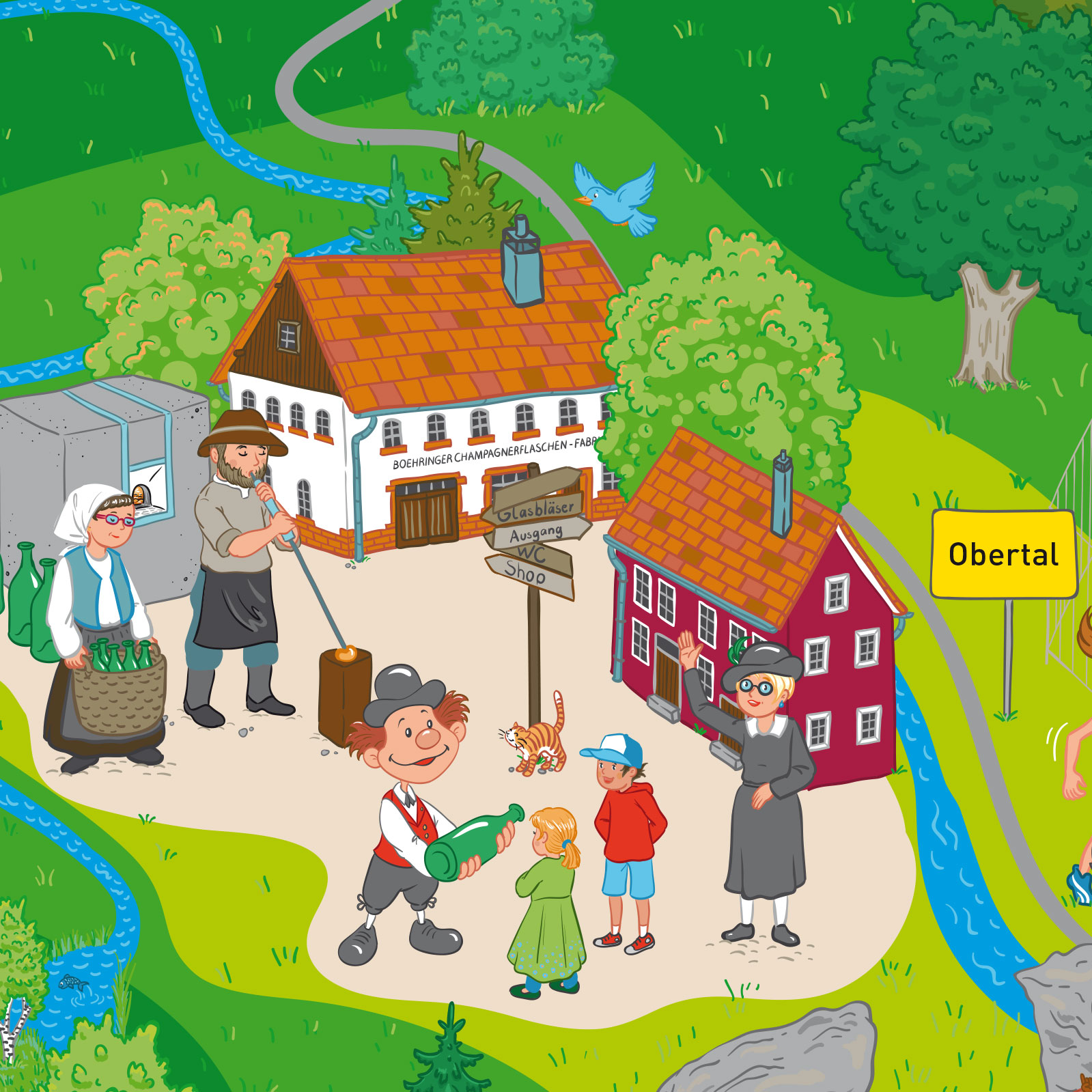 Baiersbronner Wimmelbild, die Glashütte im Buhlbach/Obertal.