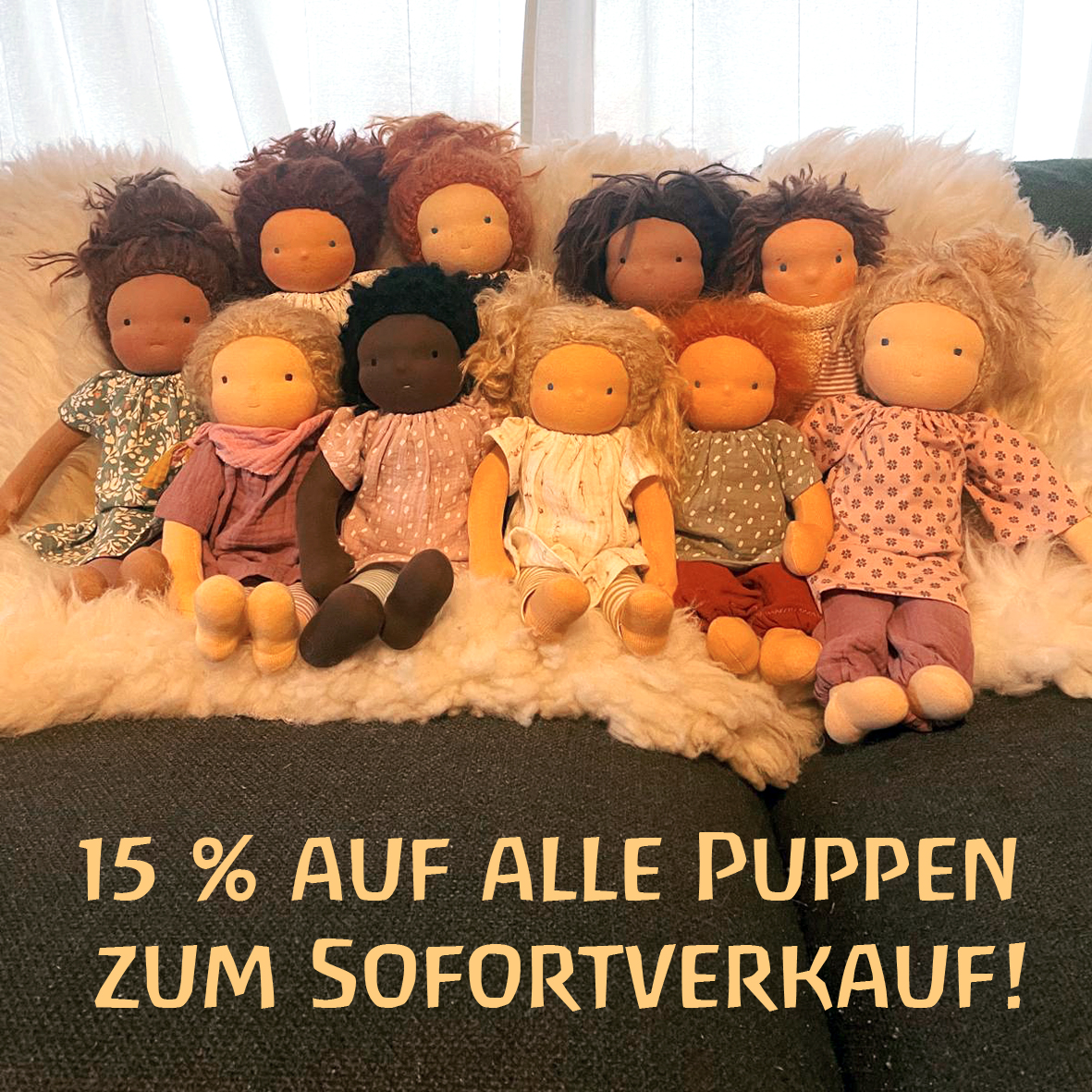 15% Rabatt auf alle Stoffpuppen zum Sofortkauf