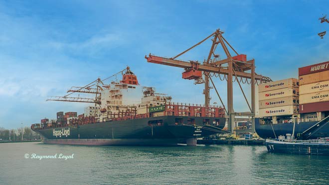 port of rotterdam container bridges and vessel