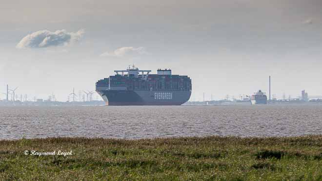 container ship river elbe