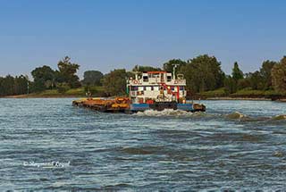 barge on river rhine
