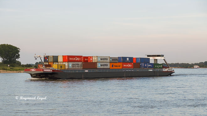 containerschiff auf dem rhein
