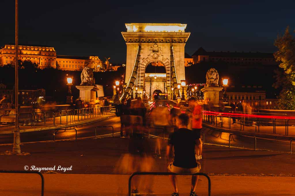 budapest chain bridge at night