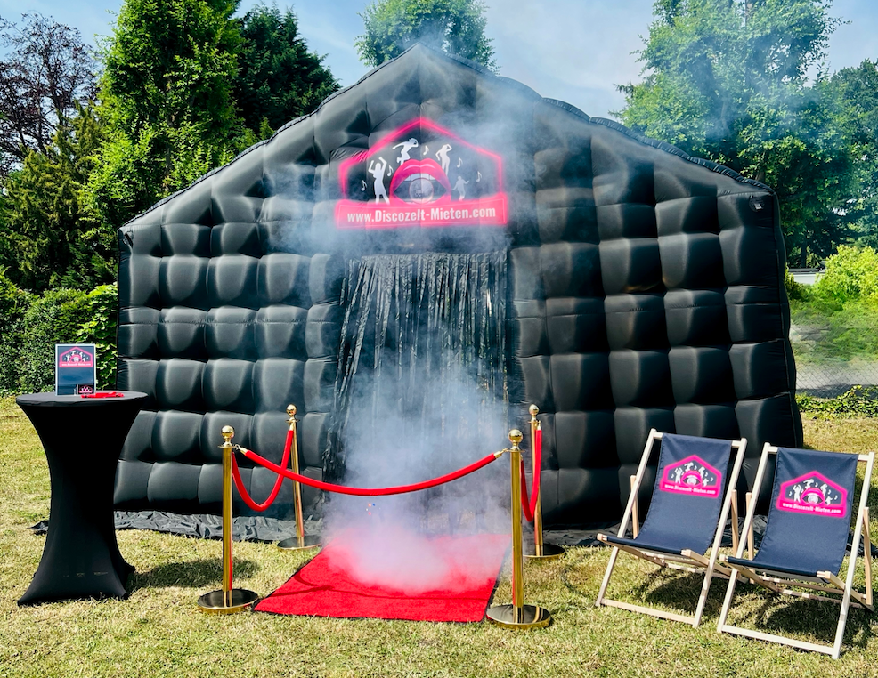 Discozelt mieten (+ mögliche Extras; Roter Teppich, Goldene Poller, Stehtisch, Liegestühle etc.!)